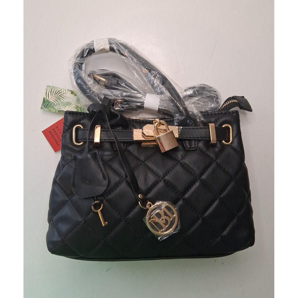 Badgley Mischka BM-4162 Small Black Quilted Shoulder Bag NWT MSRP $129 Pretty!